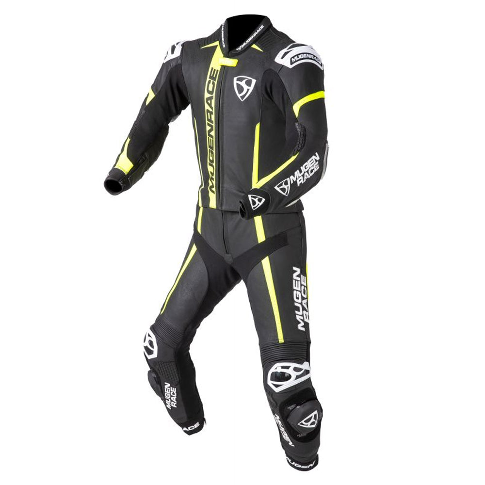 MUGENRACE MNR-1911 Traje Cuero Mucho Negro Amarillo Blanco - Mono