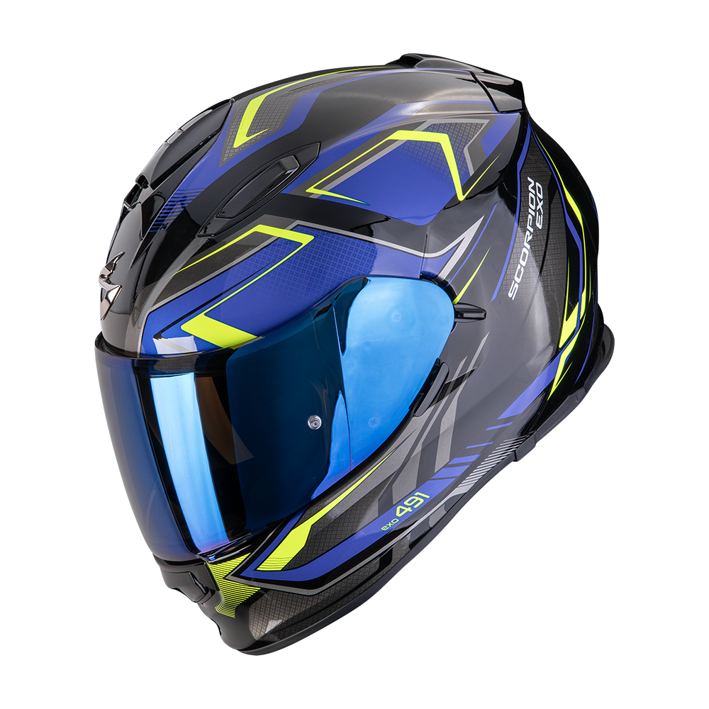 SCORPION EXO-491 ZUMO CASCO DE MOTO Negro-Azul-Amarillo neon