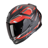 Capacete de moto SCORPION EXO-491 ZUMO, preto mate e vermelho.