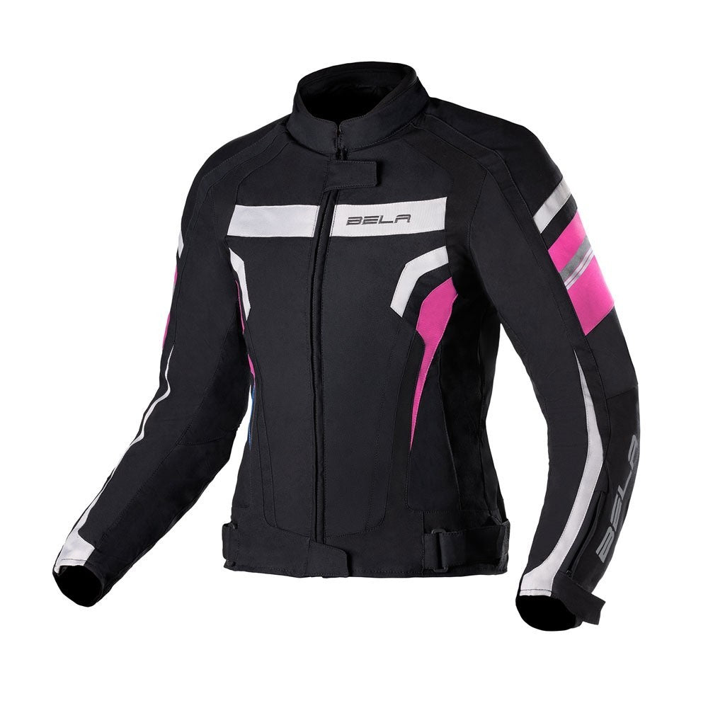 BELA - Chaqueta Textil Rebel RiderLady Negro/Rosa Fluor