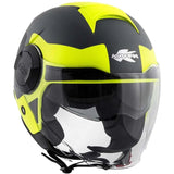 KAPPA KV37 EVO Motocicleta Jet Casco Titanio Mate Negro Amarillo - CASCO
