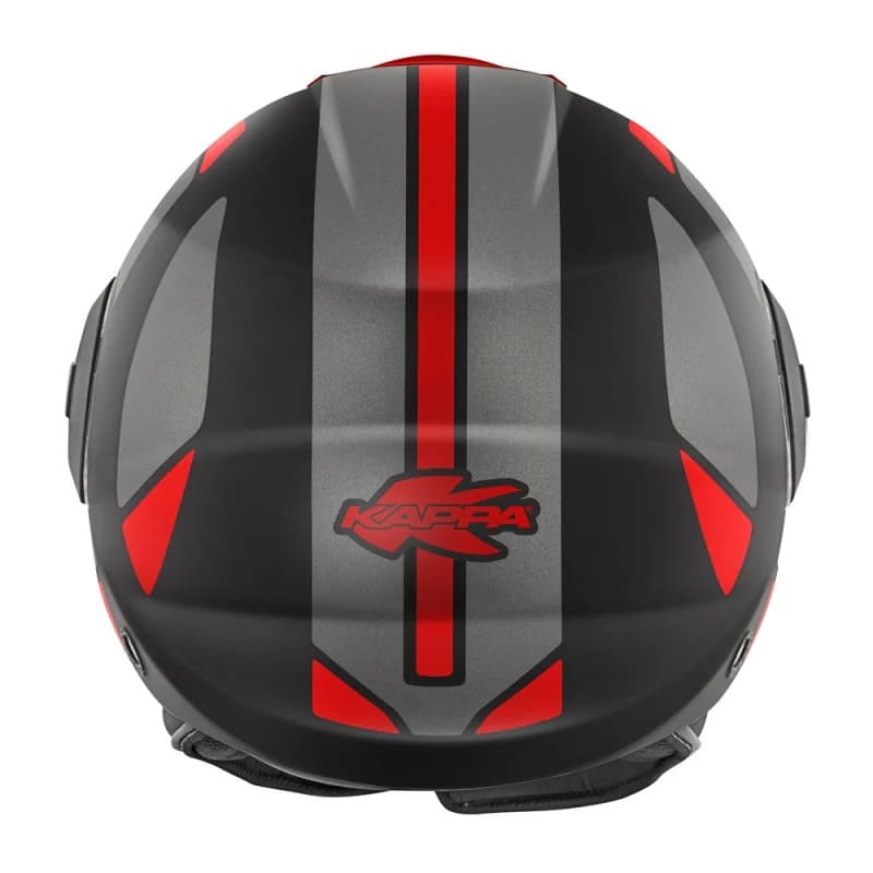 KAPPA KV37 EVO Moto Cara Abierta Casco Negro Mate Rojo Titanio - CASCO