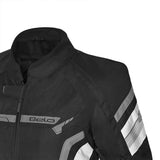 VESTE DE MOTO POUR FEMME BELA HIGHLAND, TEXTILE NOIR/GRIS