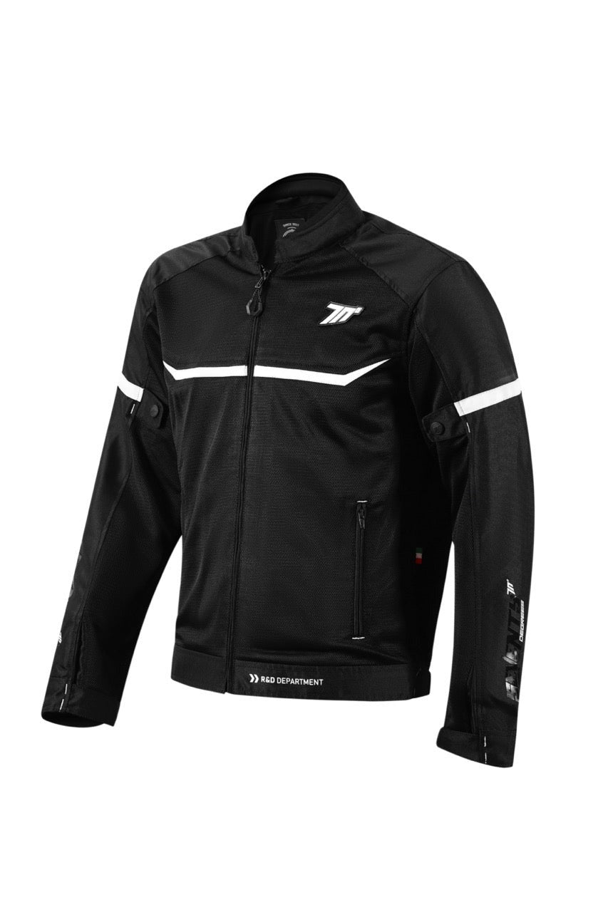 SEVENTY SD -JR30.1 Mojave - Chaqueta de moto de verano para hombre, color negro y blanco