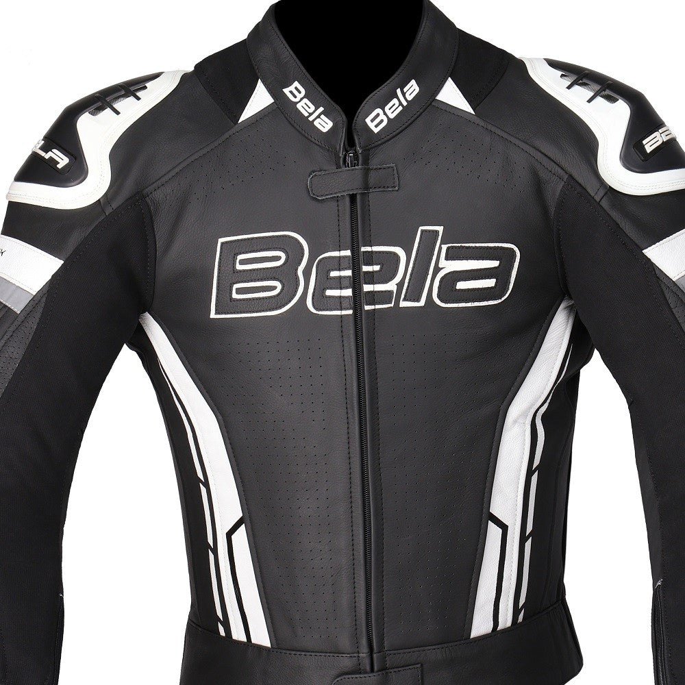 BELA - Chaqueta Piel Rocket man Negro/Blanco