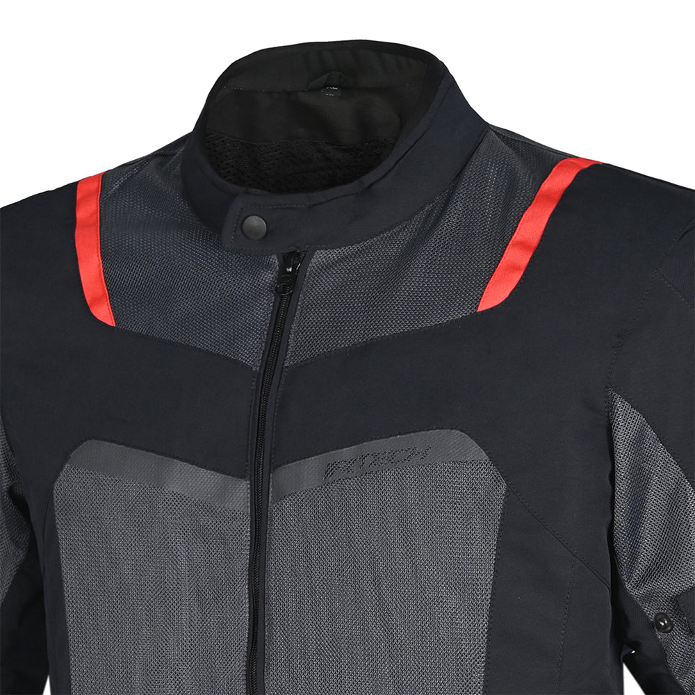 R-TECH SPIRAL MESH CHAQUETA DE MOTO DE HOMBRE TEXTIL  GRIS NEGRO ROJO