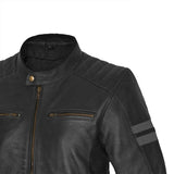 BELA STARK CHAQUETAS DE CUERO DE MOTOCICLETA HOMBRE NEGRO GRIS
