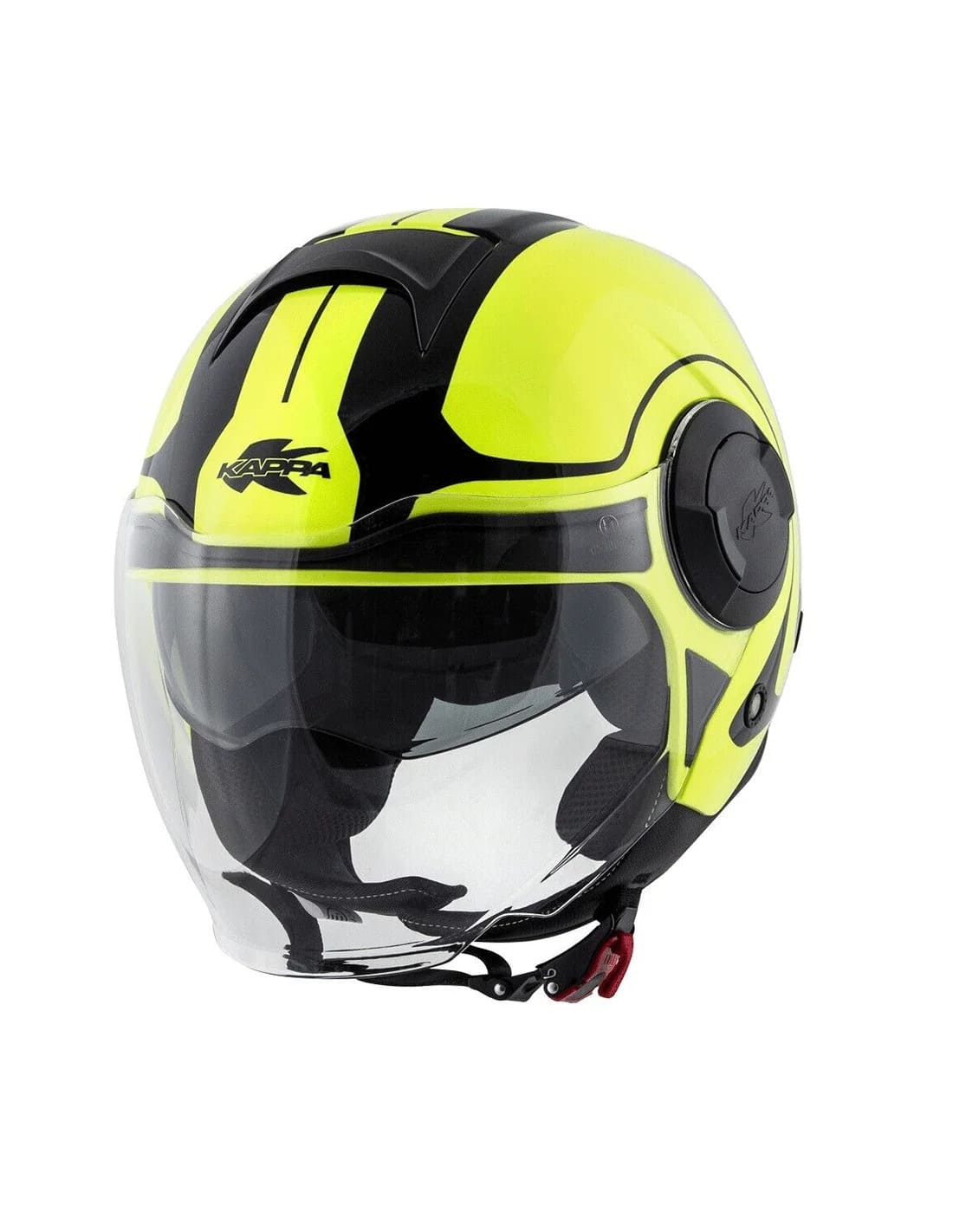 KAPPA KV37 EVO Motocicleta Jet Casco Titanio Mate Negro Amarillo - CASCO