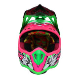 SHIRO MX-917 THUNDER 3 Casco de moto De Motocross ROSA_VERDE FLUOR