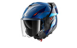 Casco Moto SHARK OXO MEKARIUM Blu Cromo Arancione