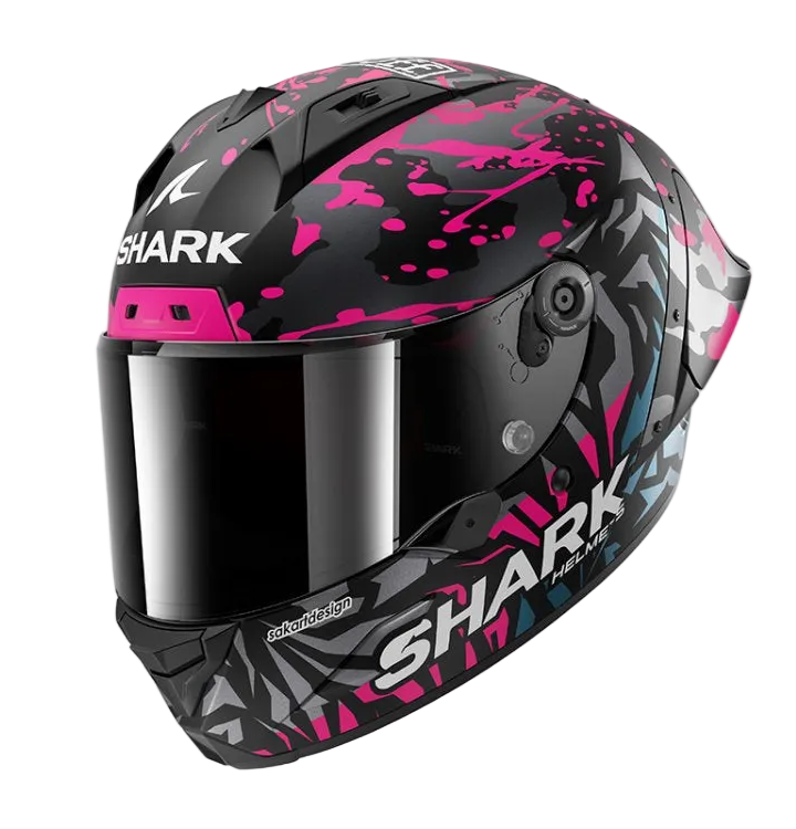 SHARK AERON-GP FIM RACING #2 REPLICA  Rojo NEGRO AZUL VIOLETA Casco De Moto