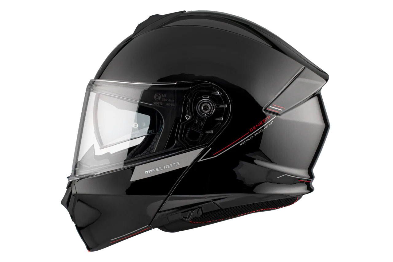 MT Genesis SV Solid A1 abatible, negro brillante Casco de motocicleta 