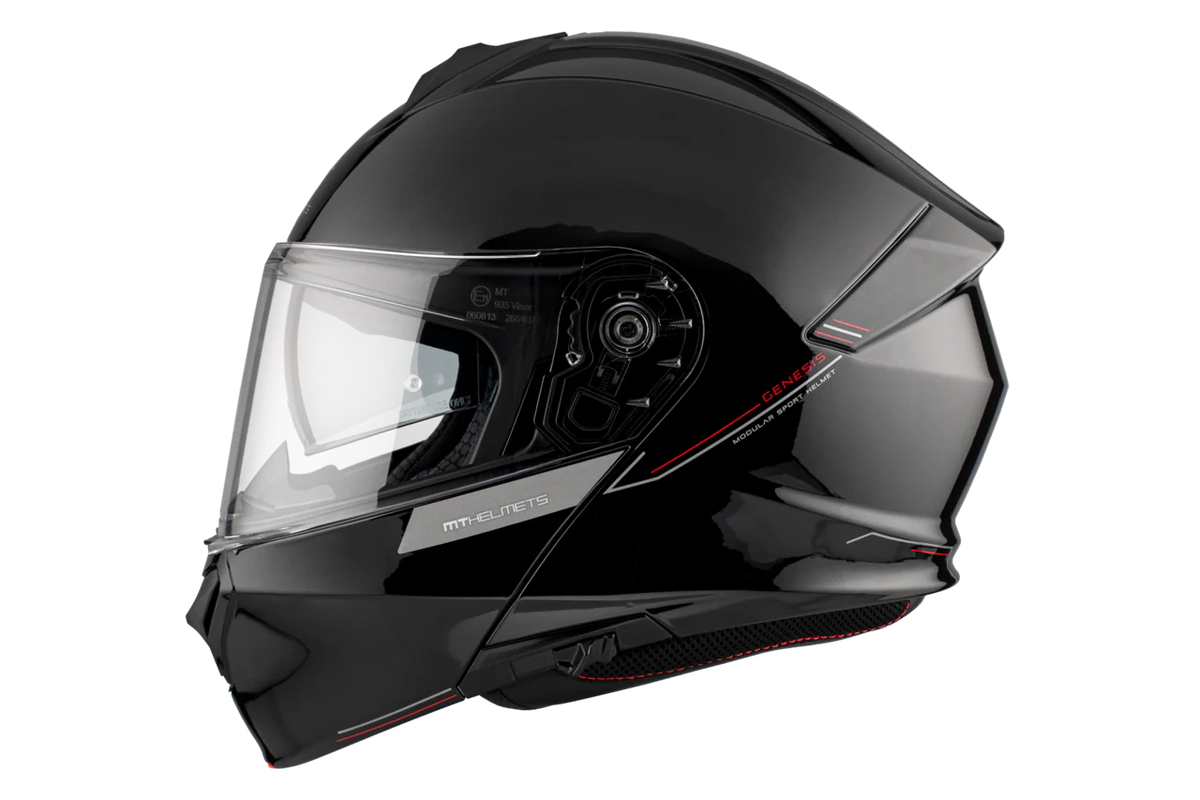 MT Genesis SV Solid A1 abatible, negro brillante Casco de motocicleta 