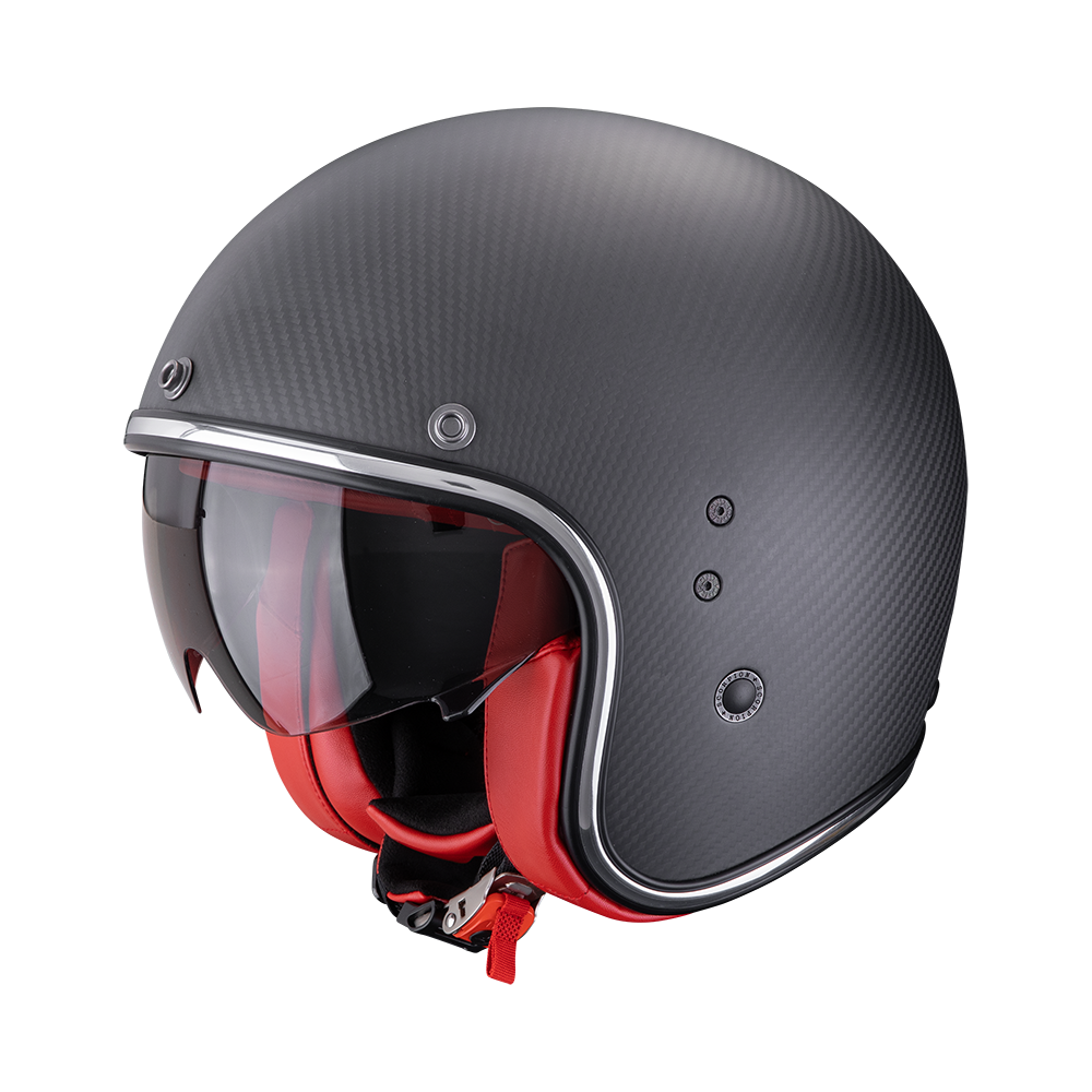 SCORPION BELFAST EVO CARBON SOLID CASCO DE MOTO Negro mate-Rojo