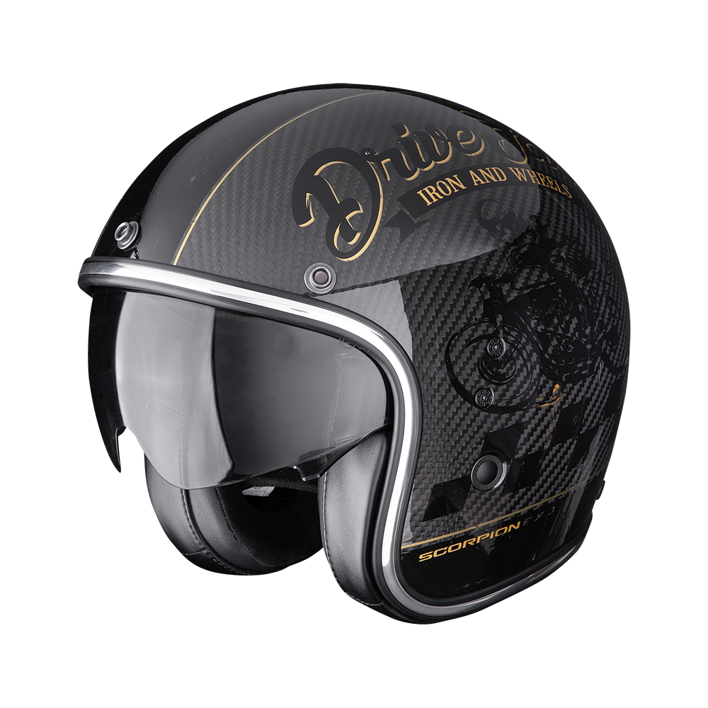 Casque de moto SCORPION BELFAST EVO CARBON ZIPPY Noir-Or