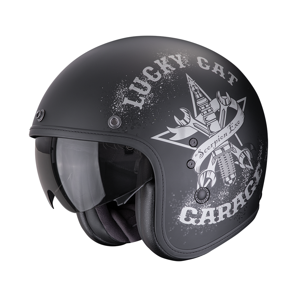 SCORPION BELFAST EVO HANGAR CASCO DE MOTO Negro-Plata Mate