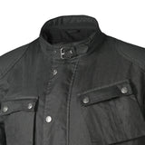 VESTE EN COTON CIRÉ TACTIQUE BELA POUR HOMME, NOIRE
