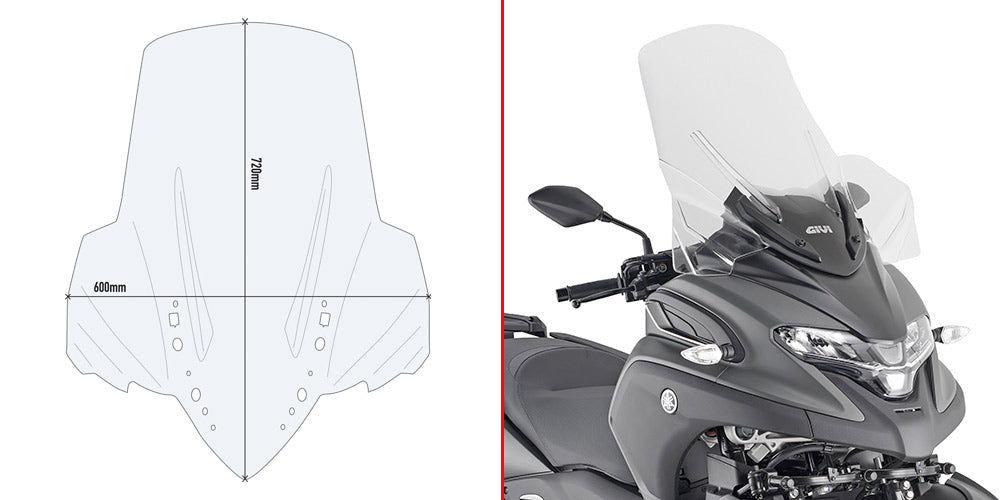 GIVI D2149ST Yamaha Tricity 300 20 transparente Parabrisas Kit - Accesorios