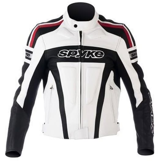 SPYKE KAVER GP LEATHER RACING JACKET WHITE/BLACK/RED