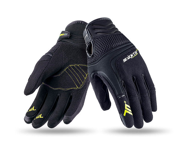 SEVENTY DEGREES SD-C16 GUANTE DE MOTO VERANO URBAN HOMBRE NEGRO AMARILLO