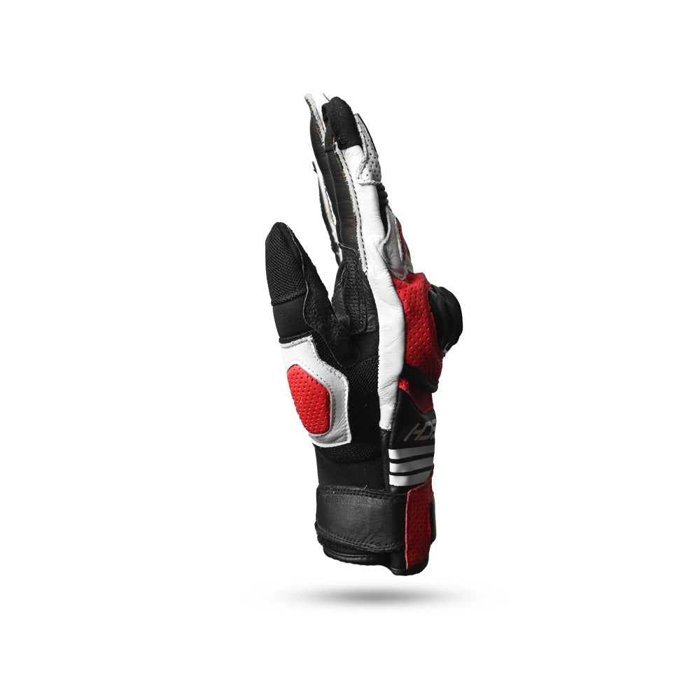 R-TECH - GUANTE PIEL ROCCO RACING NEGRO/ROJO FLUOR