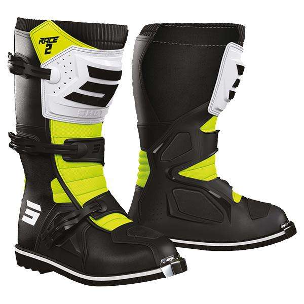 SHOT RACE 2 KID BOTAS DE MOTO NEGRO BLANCO NEON AMARILLO