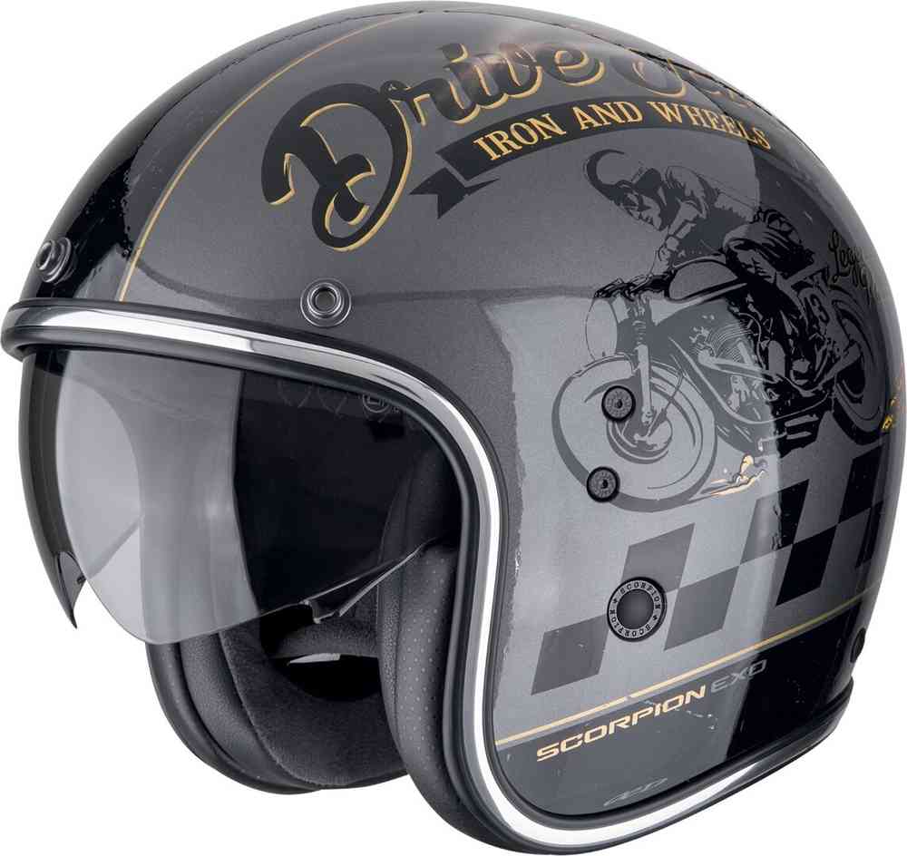 SCORPION BELFAST EVO DRIVE FAST ABIERTO CASCO Plata-Negro-Oro - CASCO