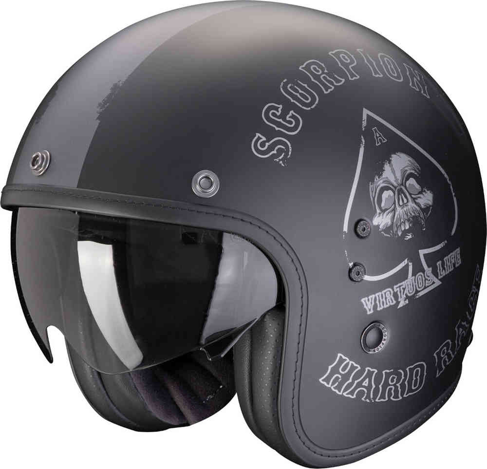 SCORPION - BELFAST EVO SPADE CASCO ABIERTO Negro mate-Plata - CASCO