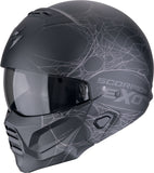 SCORPION EXO-Combat II Spiderweb Abierto Jet Casco Negro Mate Plata - CASCO