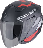 Scorpion EXO-230 BAND Cara Abierta Jet Casco Negro Mate Rojo Plata - CASCO