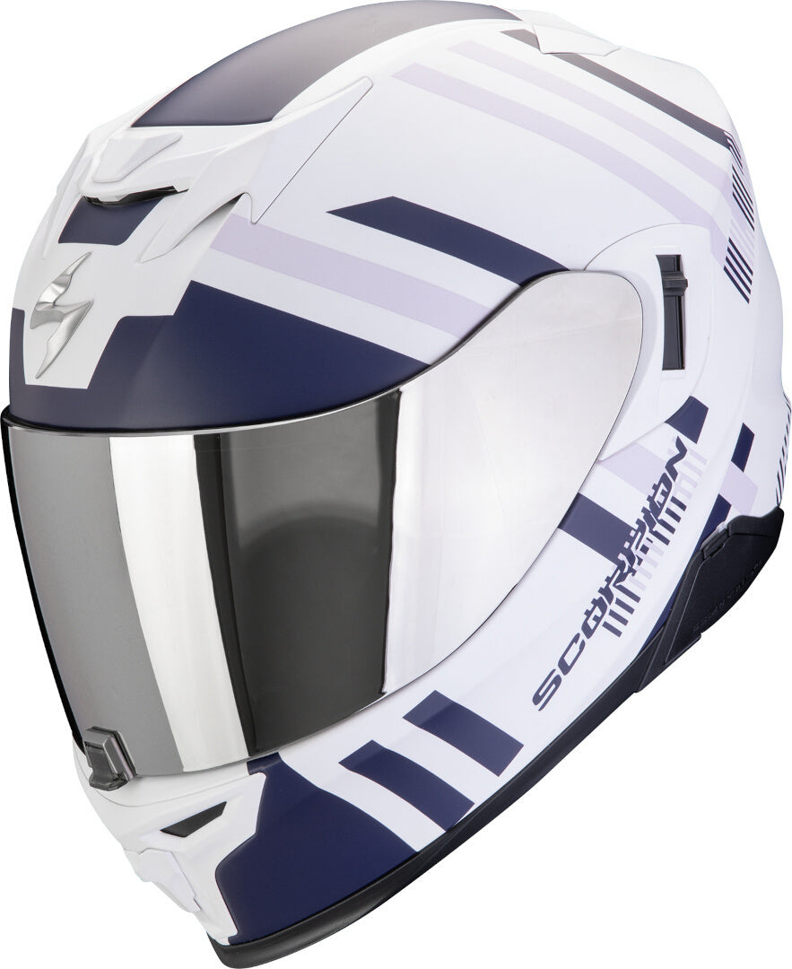 SCORPION CASCOS INTEGRALES EXO-520 EVO AIR BANSHEE BLANCO MATE AZUL MORADO