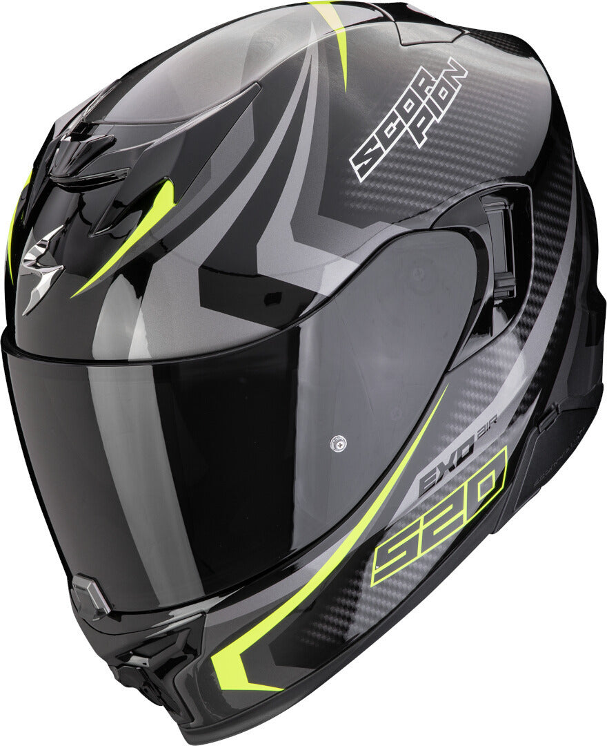 SCORPION CASCOS INTEGRALES EXO-520 EVO AIR TERRA NEGRO PLATA AMARILLO NEON