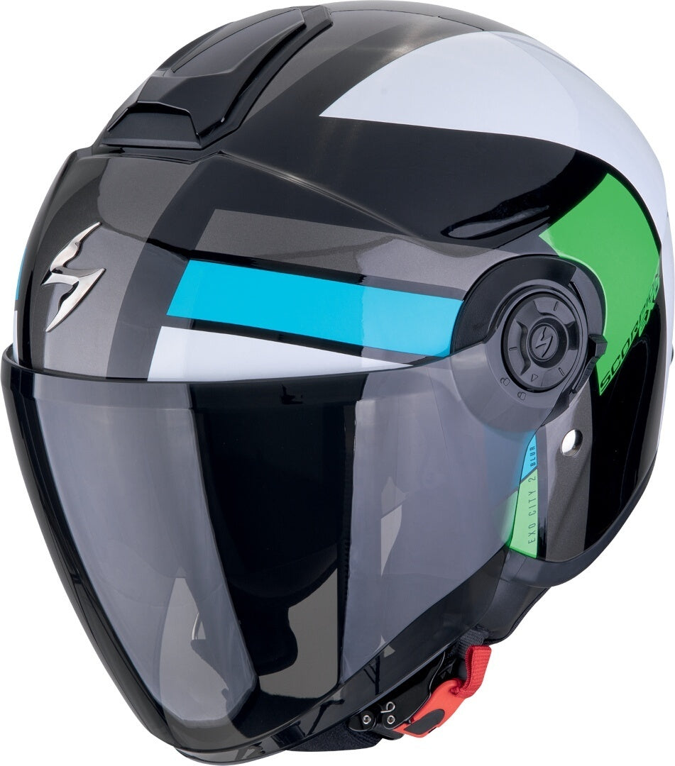 SCORPION EXO-CITY II BLUR Moto Urbano Jet Casco Negro Blanco Verde - CASCO