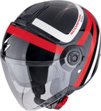 SCORPION EXO-CITY II RIVA Abierto Jet Casco Negro Rojo - CASCO