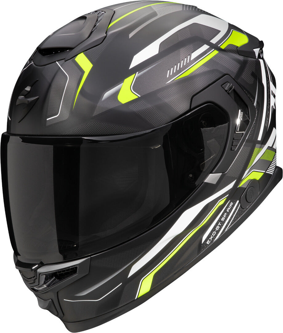 SCORPION CASCOS INTEGRALES EXO-GT SP AIR AUGUSTA NEGRO MATE GRIS AMARILLO NEÓN