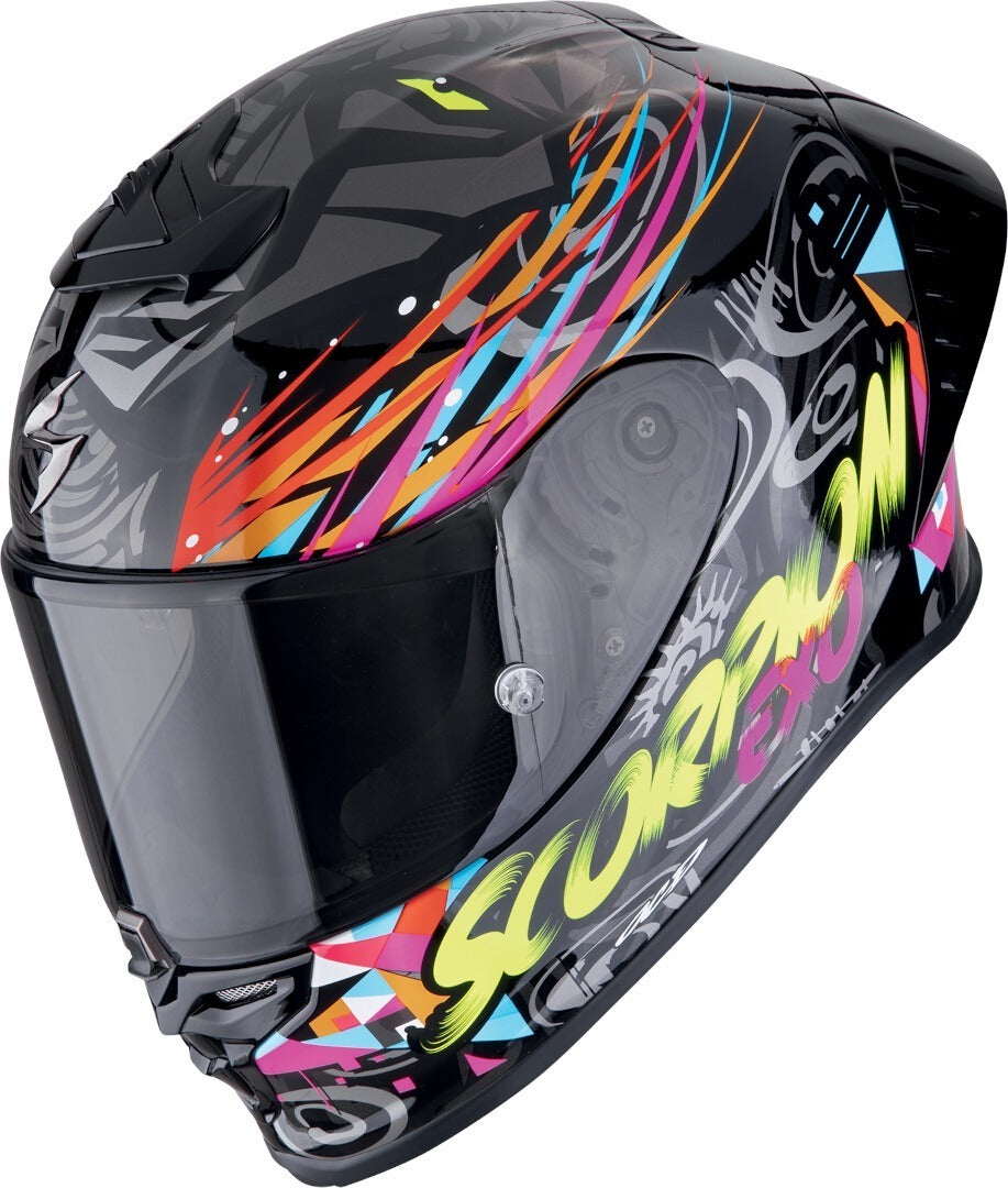 SCORPION EXO-R1 EVO AIR SAVAGE INTEGRAL CASCO Negro Azul Rosa