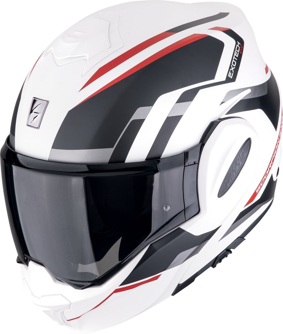 SCORPION EXO Tech Evo Furio Casco modular Blanco Mate Negro Rojo - CASCO