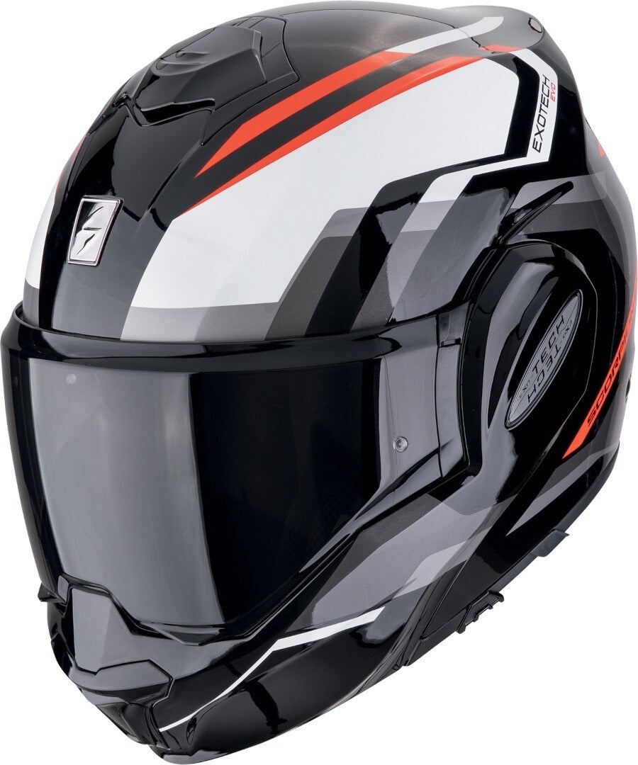SCORPION EXO Tech Evo Furio de moto Casco modular Negro Rojo - CASCO