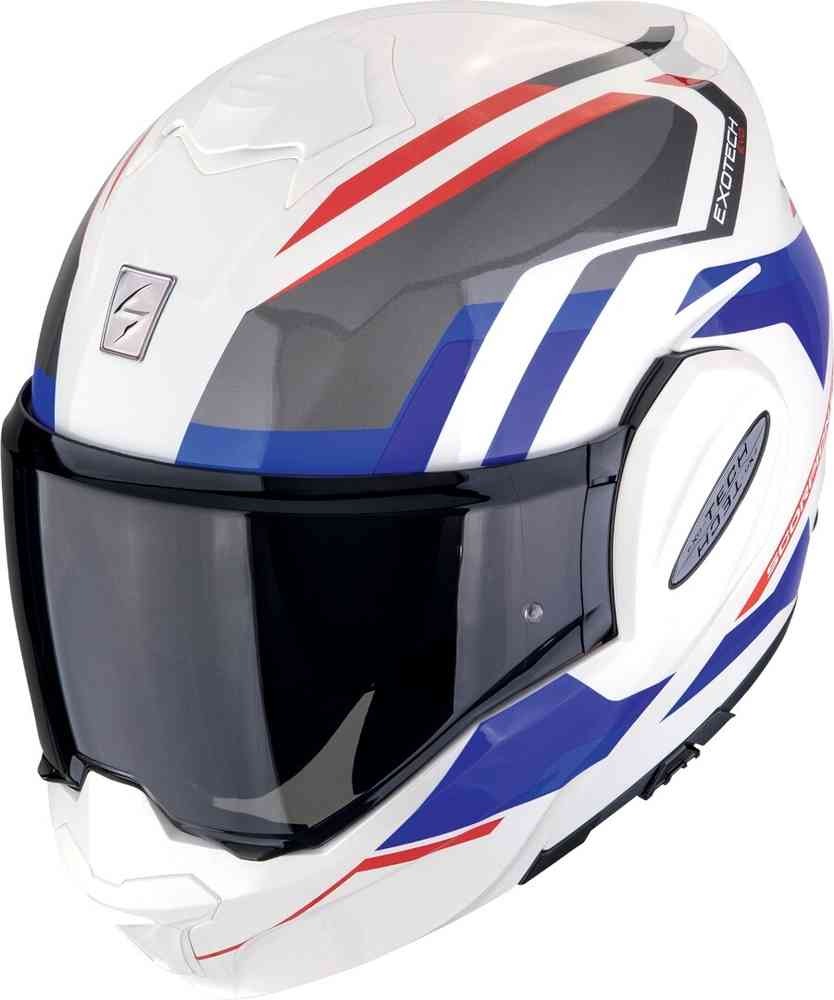 SCORPION EXO Tech Evo Furio de moto Casco modular Blanco Rojo Azul - CASCO