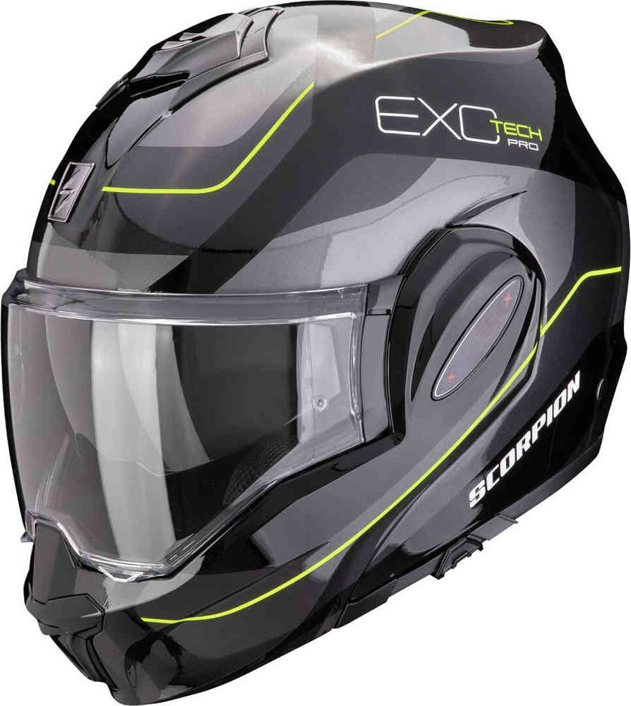 SCORPION Exo-Tech Evo Pro Commuta Casco modular Negro Plata Amarillo - CASCO