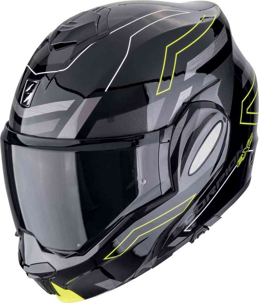 SCORPION EXO Tech Evo Conquer Casco modular Negro Amarillo - CASCO