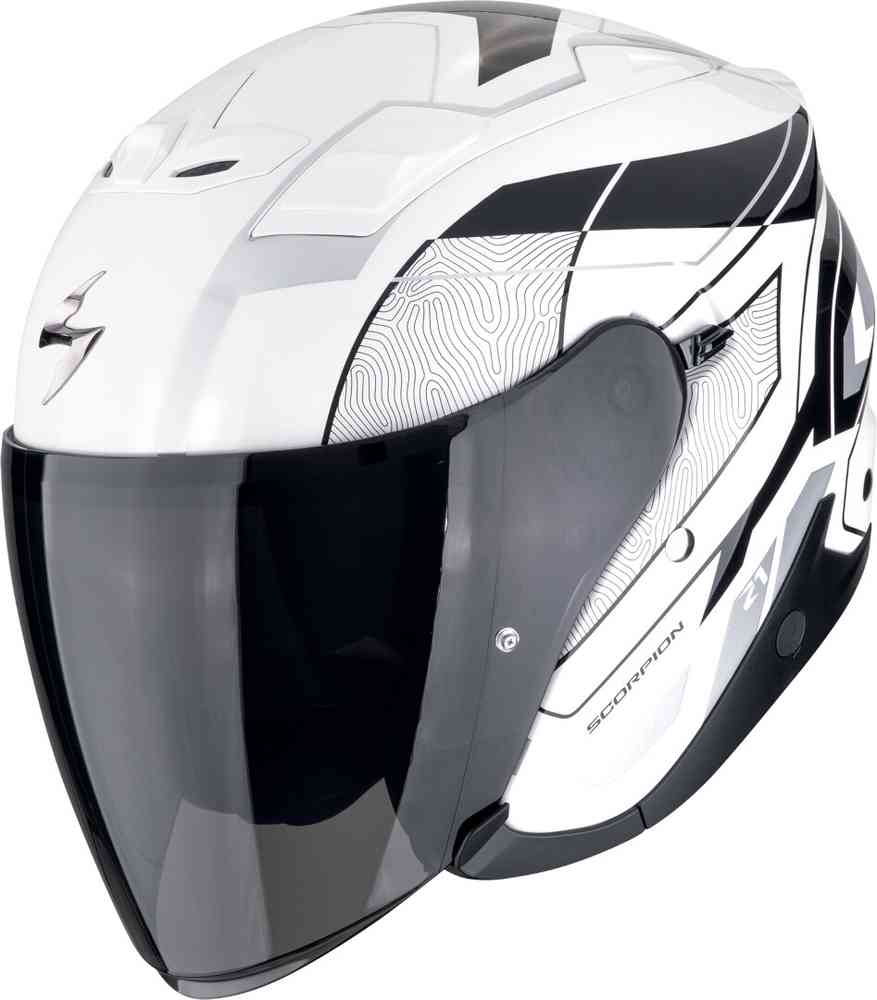 SCORPION EXO-Z1 VUE Moto Urbano Jet Casco Blanco Negro Plata - CASCO