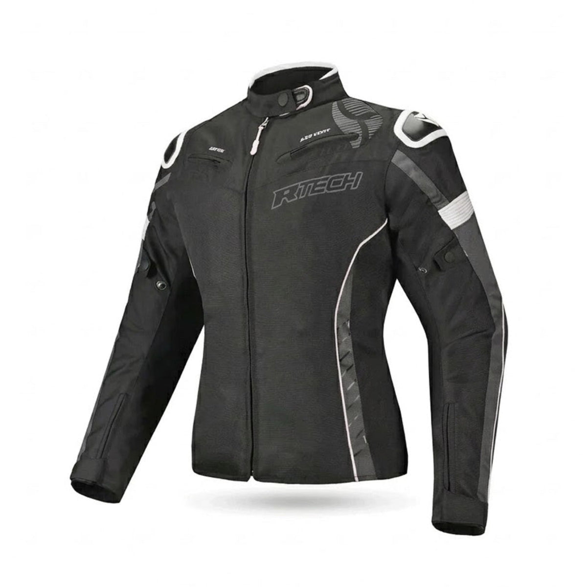 R-TECH KNIGHT RIDER DAMEN 3-IN-1-MOTORRADJACKE AUS TEXTIL (SHORTS) SCHWARZ ANTHRAZIT WEISS