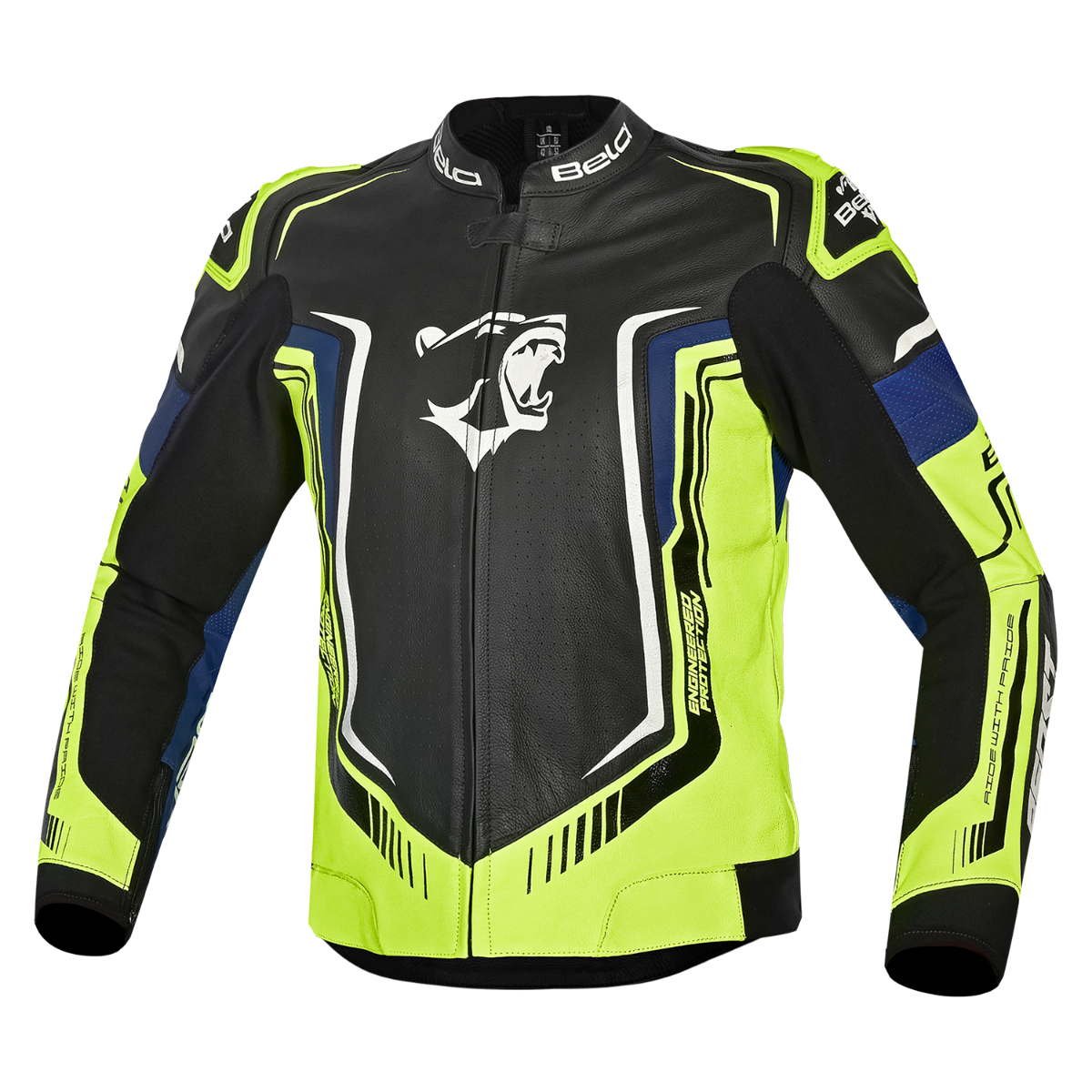 BELA BEAST CHAQUETA LEATHER HOMBRE NEGRO BLANCO AMARILLO AZUL