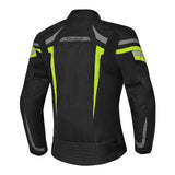 VESTE DE MOTO POUR FEMME BELA HIGHLAND, TEXTILE NOIR GRIS JAUNE