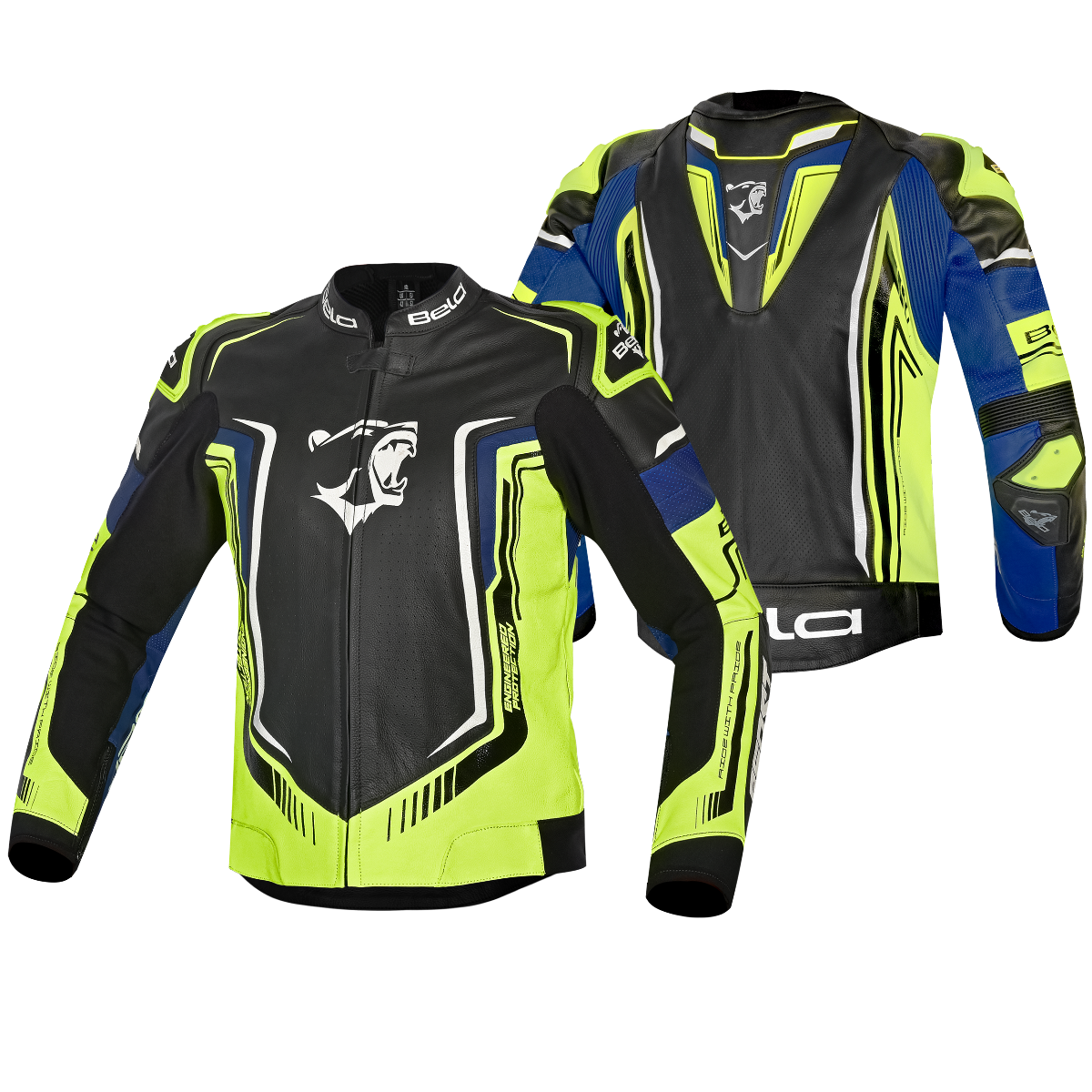 BELA BEAST CHAQUETA LEATHER HOMBRE NEGRO BLANCO AMARILLO AZUL