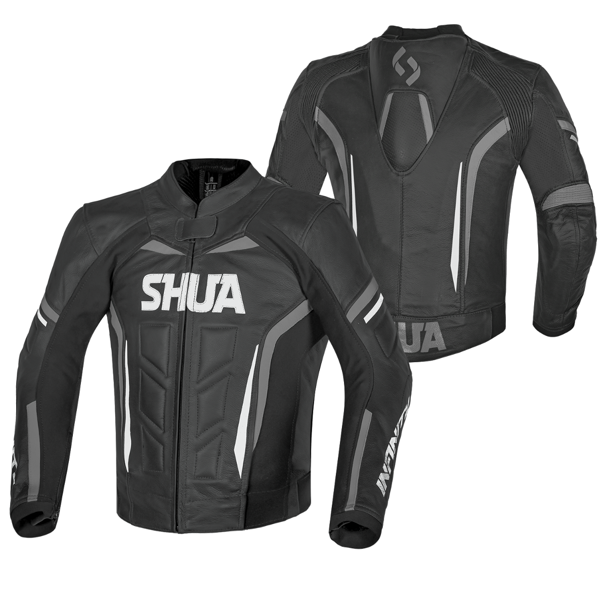 SHUA INFINITY CHAQUETA DE MOTO PIEL NEGRO ANTHRA