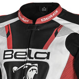 BELA X RACE CHAQUETA DE MOTO HOMBRE PIEL NEGRO BLANCO ROJO