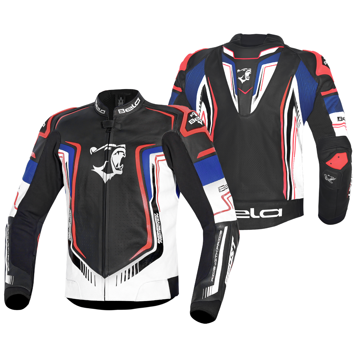 BELA BEAST CHAQUETA LEATHER HOMBRE NEGRO BLANCO AZUL ROJO