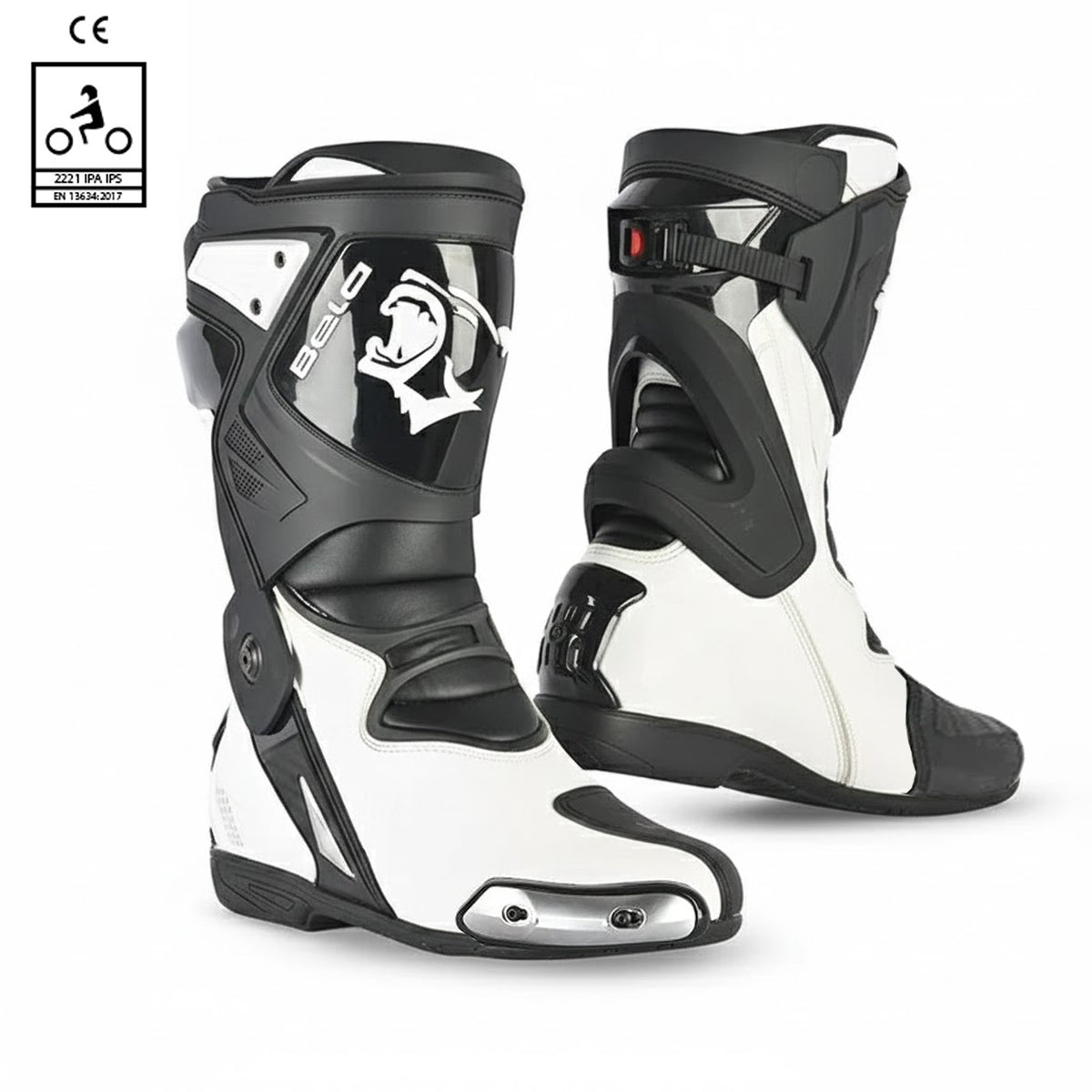 BELA RACE PRO (R-6) BOTAS DE MOTO PIEL NEGRO BLANCO